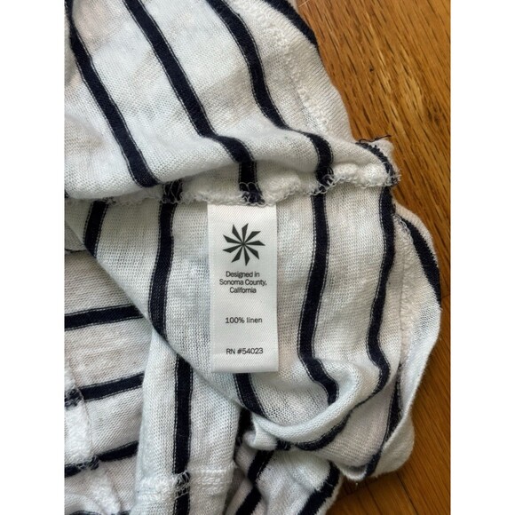 Athleta Women’s 100% Linen Striped Sleeveless Tank Top Tulip Hem Black White M - Picture 9 of 10